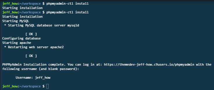 Install phpMyAdmin in Cloud 9